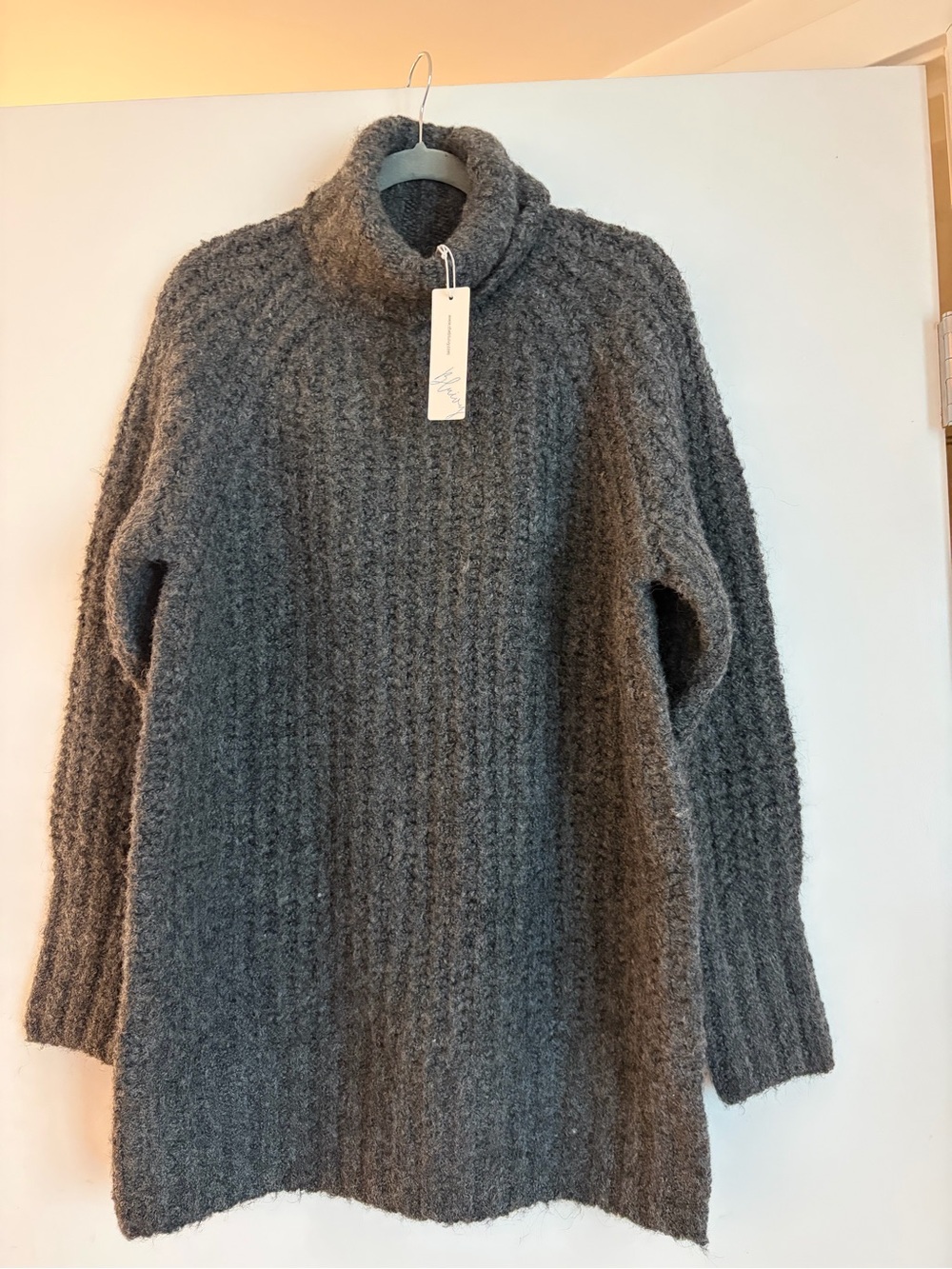 Bluivy Charcoal Gray Cowl Neck Knit Sweater